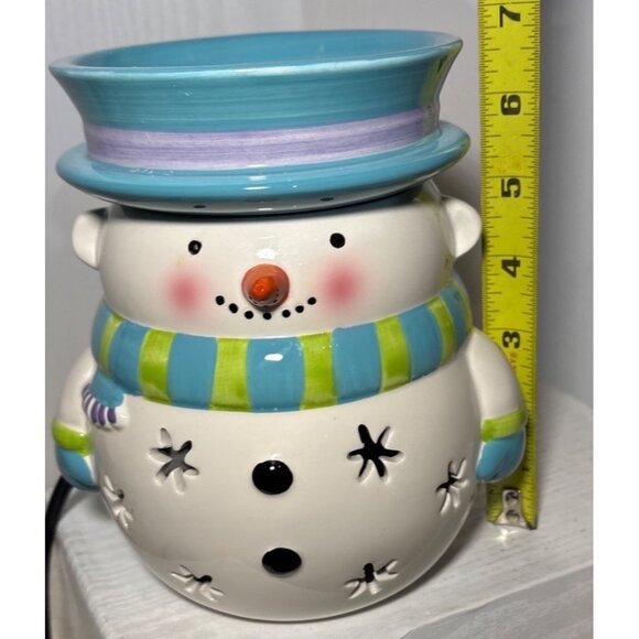 Partylite Scent Glow Snowman Ceramic Electric Wax Warmer Light-Up Stars 7" Tall - Picture 11 of 16